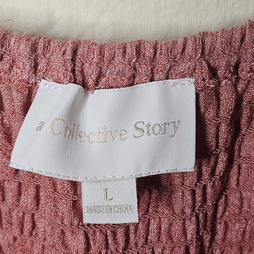 NWT A Collective Story Mauve Pink Baby Doll Mini Dress Puff Sleeves Womens Large - Picture 5 of 7
